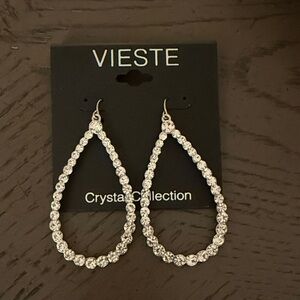 Vieste Crystal Collection Silver Teardrop Earrings
